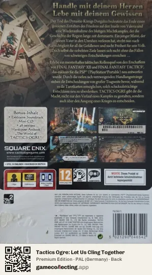 Tactics Ogre: Let Us Cling Together PlayStation Portable, Germany box back