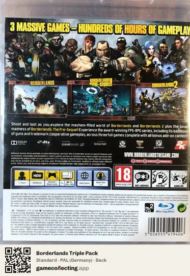 Borderlands Triple Pack PlayStation 3, Germany box back