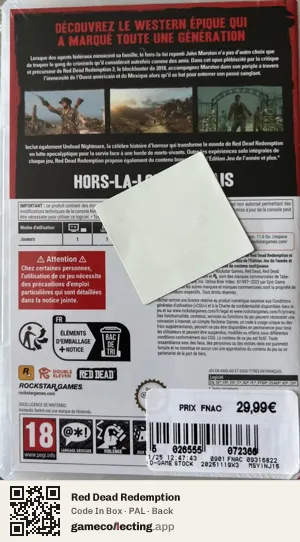 Red Dead Redemption Nintendo Switch, PAL box back