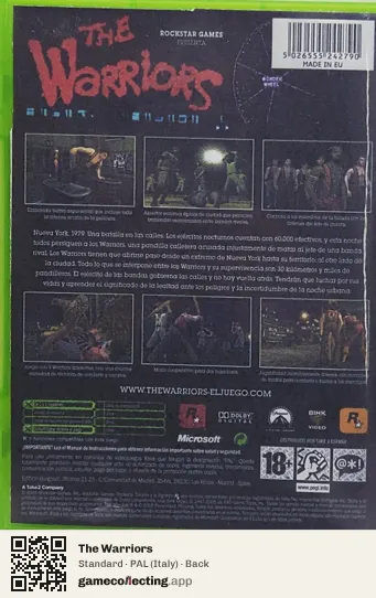 The Warriors Xbox, Italy box back