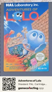 Adventures of Lolo Nintendo Entertainment System, PAL cartridge label