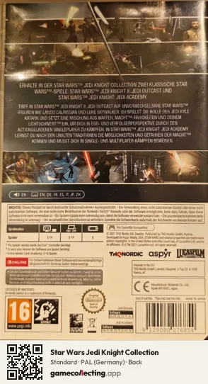 Star Wars Jedi Knight Collection Nintendo Switch, Germany box back