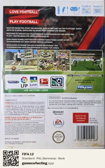 FIFA 12 Nintendo Wii, Germany box back