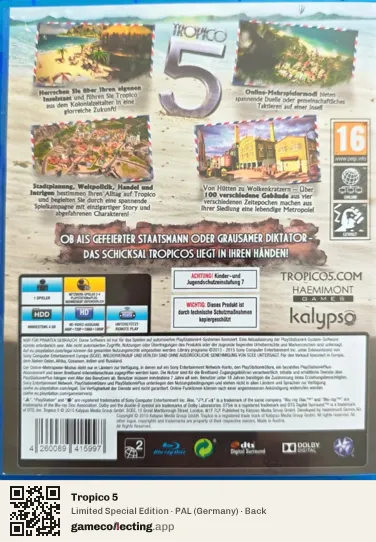 Tropico 5 PlayStation 4, Germany box back