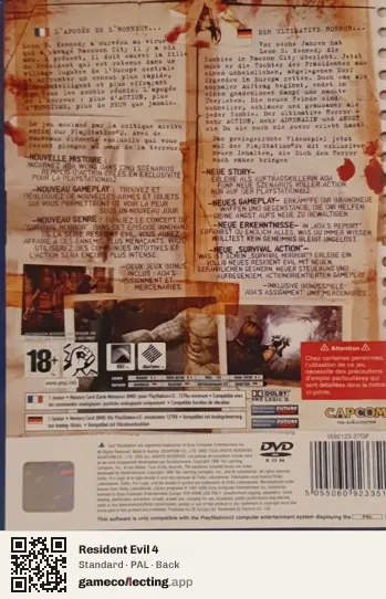 Resident Evil 4 PlayStation 2, PAL box back