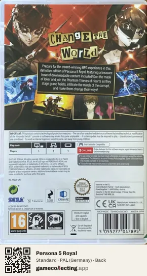 Persona 5 Royal Nintendo Switch, Germany box back