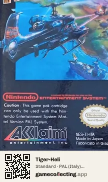 Tiger-Heli Nintendo Entertainment System, PAL cartridge label