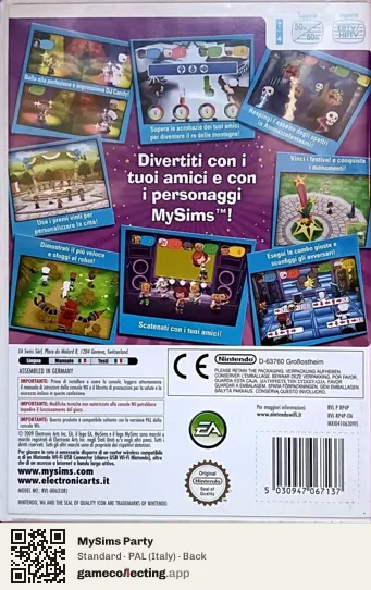 MySims Party Nintendo Wii, Italy box back