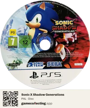 Sonic X Shadow Generations PlayStation 5, PAL disc