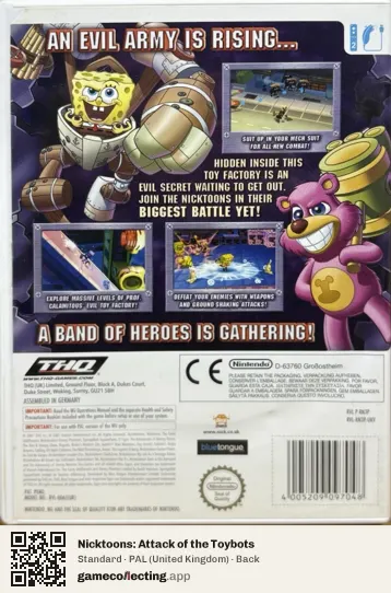 Nicktoons: Attack of the Toybots Nintendo Wii, United Kingdom box back