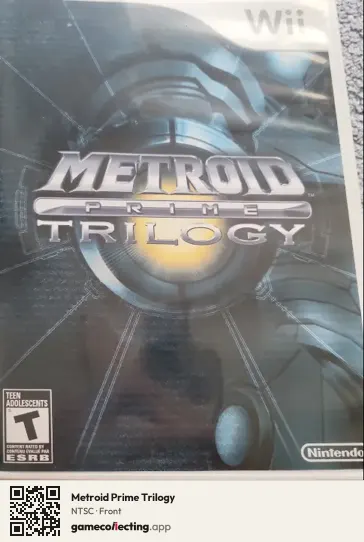 Metroid Prime Trilogy Nintendo Wii, NTSC box front
