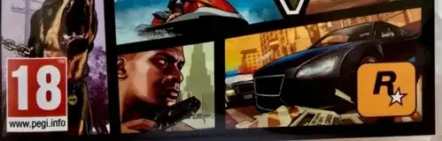 Grand Theft Auto V, the PEGI square on its front