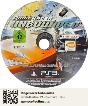 Ridge Racer Unbounded PlayStation 3, PAL disc
