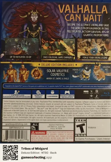 Tribes of Midgard PlayStation 4, NTSC box back