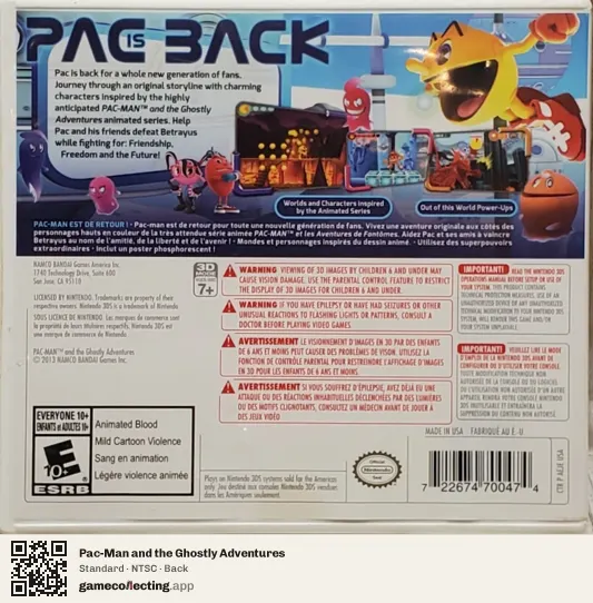 Pac-Man and the Ghostly Adventures Nintendo 3DS, NTSC box back