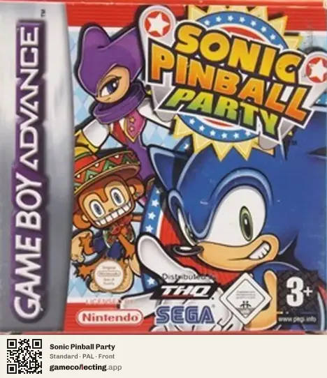 Sonic Pinball Party Game Boy Advance, PAL box front