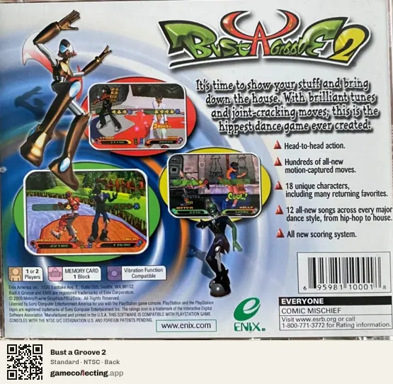 Bust a Groove 2 PlayStation, NTSC box back
