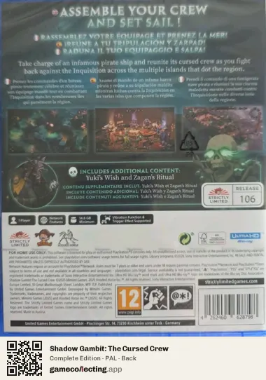 Shadow Gambit: The Cursed Crew PlayStation 5, PAL box back