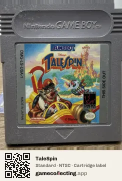 TaleSpin Game Boy, NTSC cartridge label