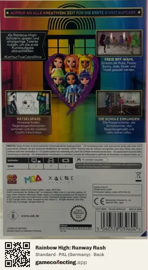 Rainbow High: Runway Rush Nintendo Switch, Germany box back