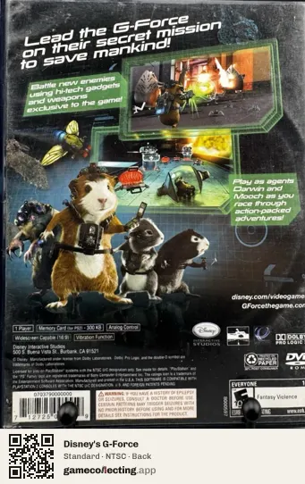 Disney's G-Force PlayStation 2, NTSC box back