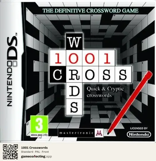 1001 Crosswords Nintendo DS, PAL box front