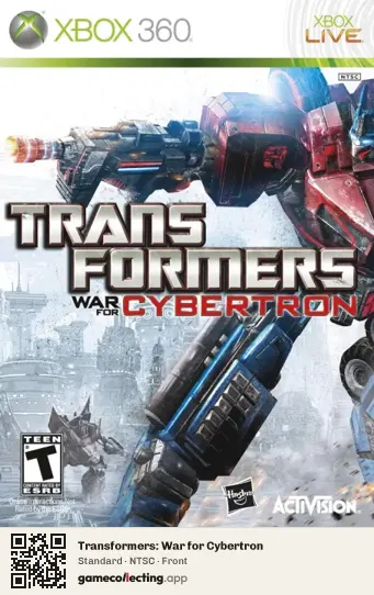 Transformers: War for Cybertron Xbox 360, NTSC box front