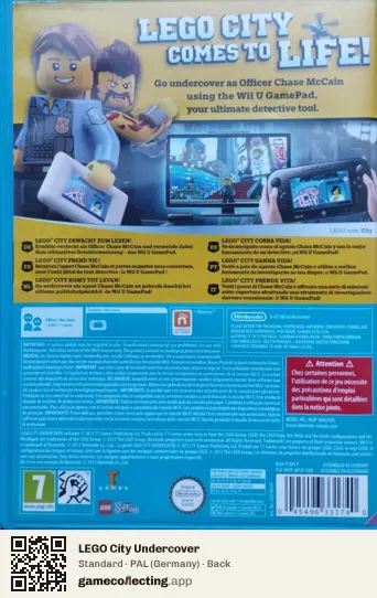 LEGO City Undercover Nintendo Wii U, Germany box back