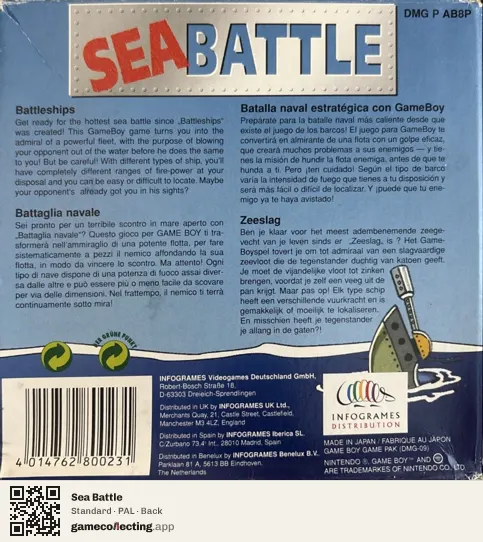 Sea Battle Game Boy, PAL box back