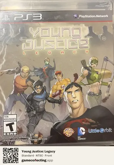 Young Justice: Legacy PlayStation 3, NTSC box front
