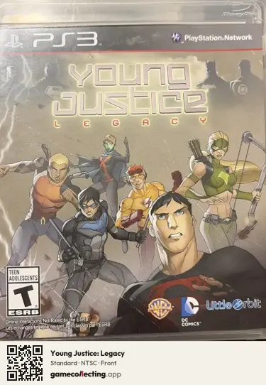 Young Justice: Legacy PlayStation 3, NTSC box front
