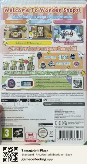 Tamagotchi Plaza Nintendo Switch, United Kingdom box back
