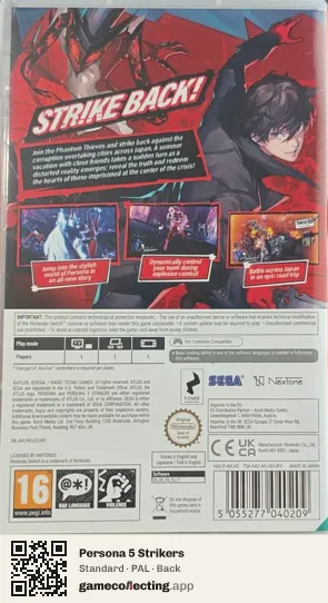 Persona 5 Strikers Nintendo Switch, PAL box back