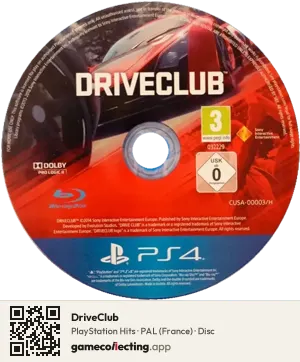 DriveClub PlayStation 4, PAL disc