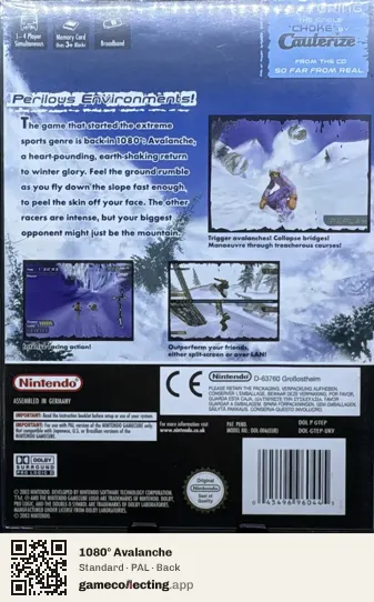 1080° Avalanche Nintendo GameCube, PAL box back
