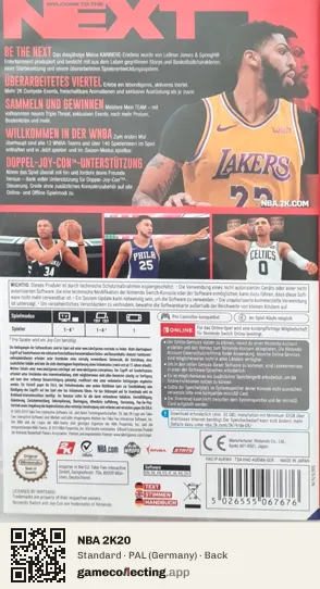NBA 2K20 Nintendo Switch, Germany box back