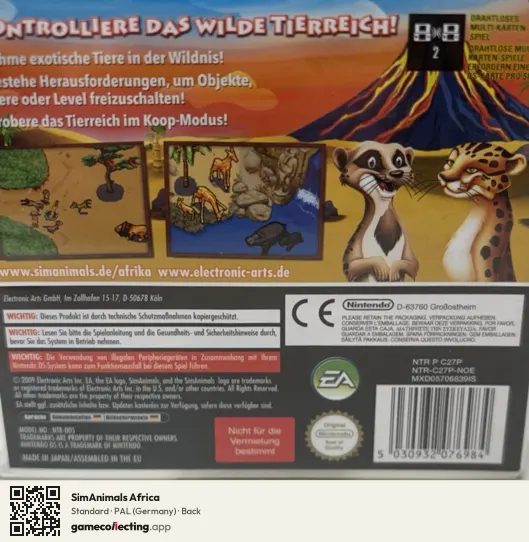 SimAnimals Africa Nintendo DS, Germany box back