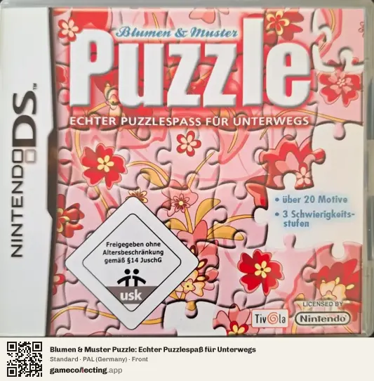 Blumen & Muster Puzzle: Echter Puzzlespaß für Unterwegs Nintendo DS, Germany box front