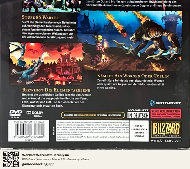World of Warcraft: Cataclysm Computer, Germany box back