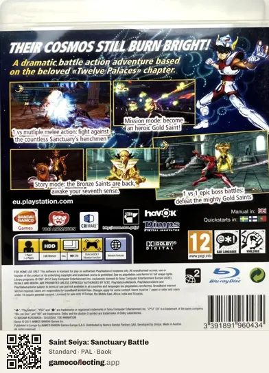 Saint Seiya: Sanctuary Battle PlayStation 3, PAL box back