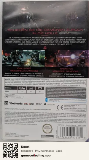 Doom Nintendo Switch, Germany box back