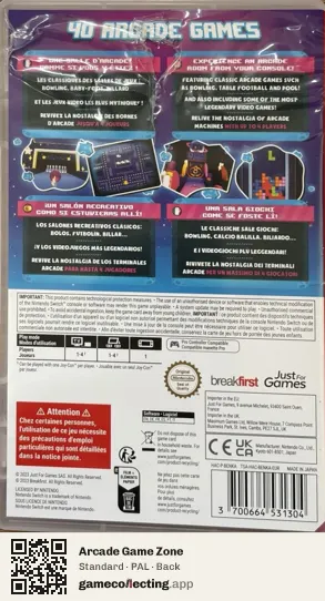 Arcade Game Zone Nintendo Switch, PAL box back