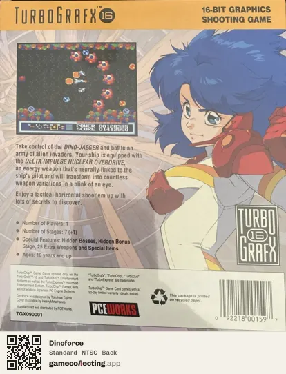 Dinoforce TurboGrafx-16, NTSC box back