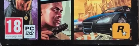 Grand Theft Auto V, the PEGI square on its front