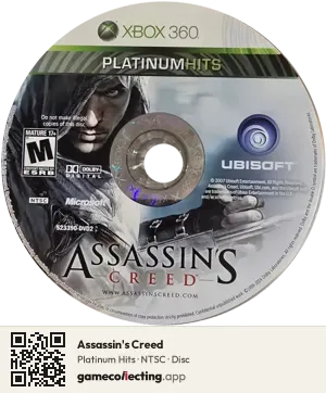 Assassin's Creed Xbox 360, NTSC disc