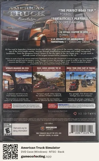 American Truck Simulator Computer, NTSC box back