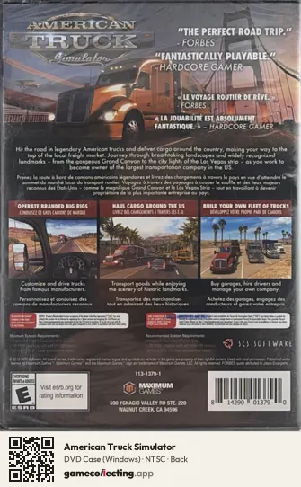 American Truck Simulator Computer, NTSC box back
