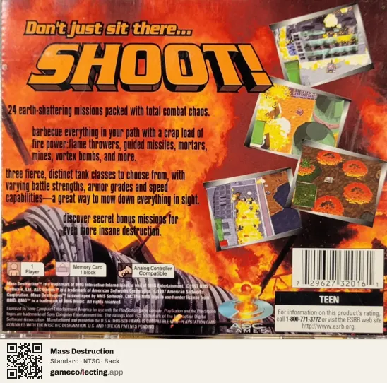 Mass Destruction PlayStation, NTSC box back