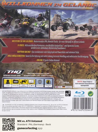 MX vs. ATV Untamed PlayStation 3, Germany box back