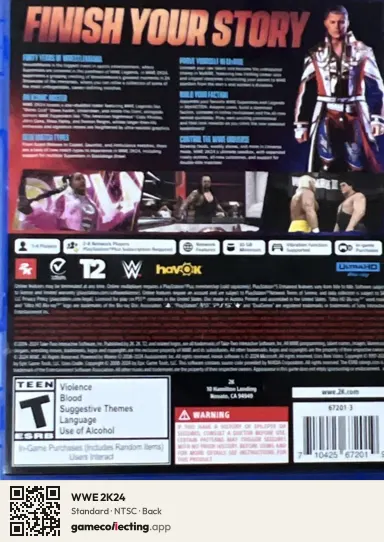 WWE 2K24 PlayStation 5, NTSC box back